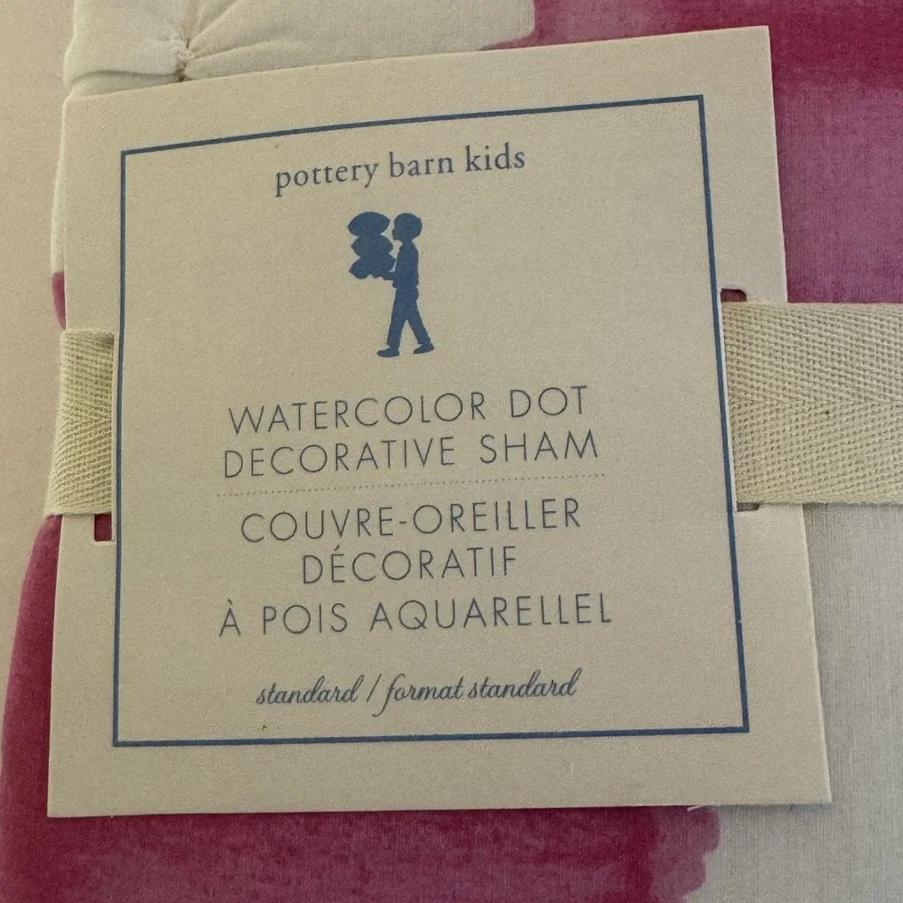 Pottery Barn Kids Watercolor Dot standard sham quilted bright pink New w‎ tag